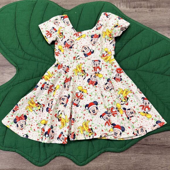Raising Wilds 3T Disney Mickey Minnie Pluto Christmas Lights Twirl Dress - Picture 1 of 6